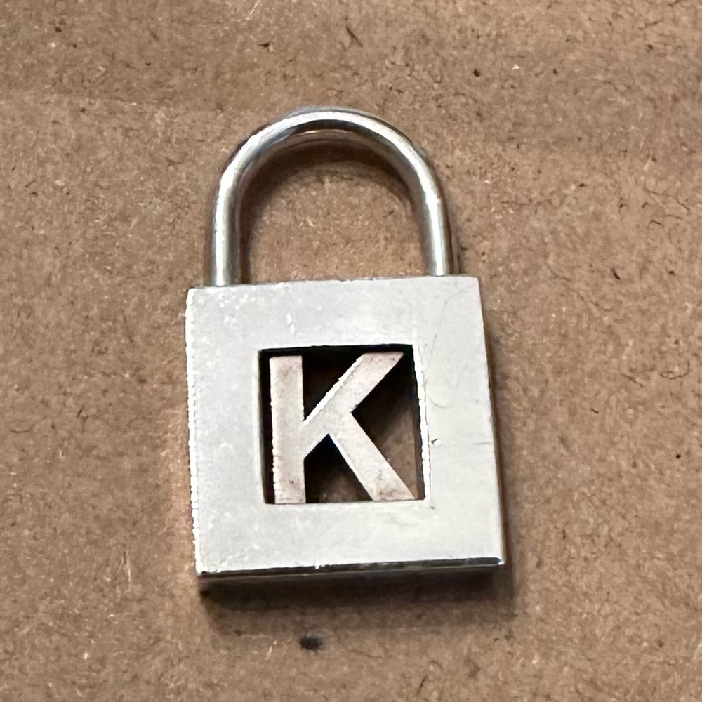 Tiffany & Co Sterling Silver Padlock Charm with 'K' Initial
